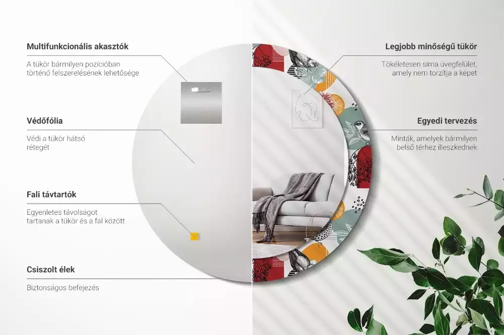 Kerek tükör fali dísz Vintage foltok