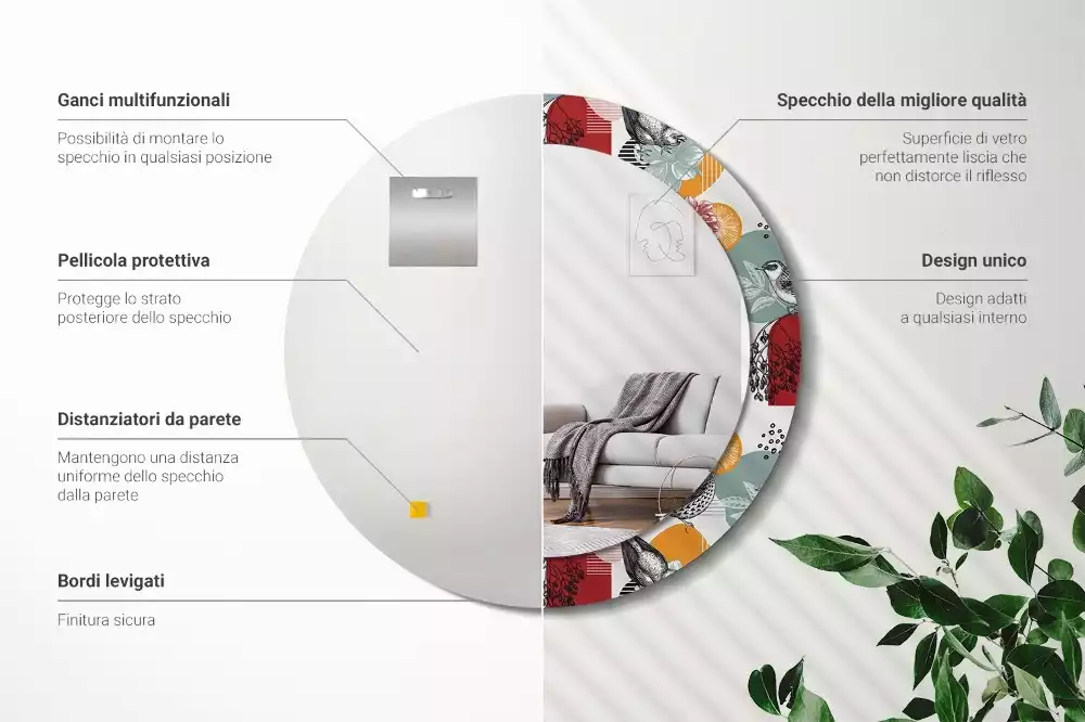 Kerek tükör fali dísz Vintage foltok