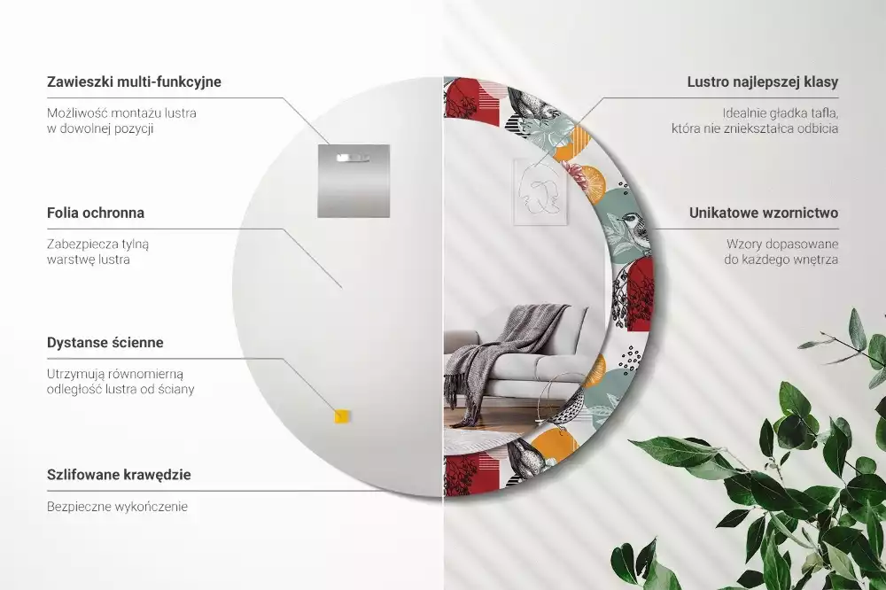 Kerek tükör fali dísz Vintage foltok