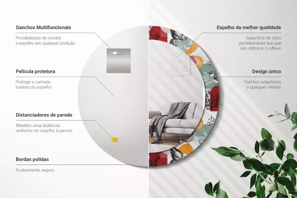 Kerek tükör fali dísz Vintage foltok