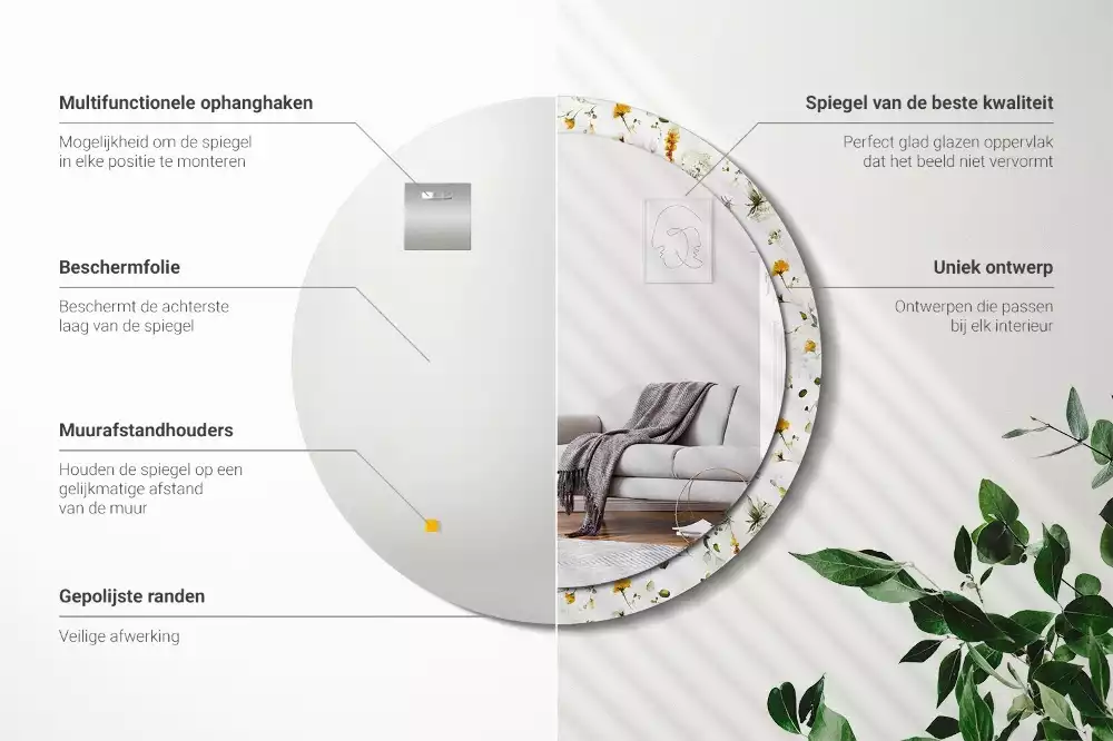 Kerek tükör fali dísz Vadvirágok