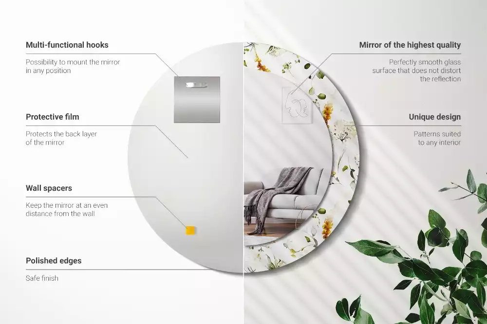 Kerek tükör fali dísz Vadvirágok