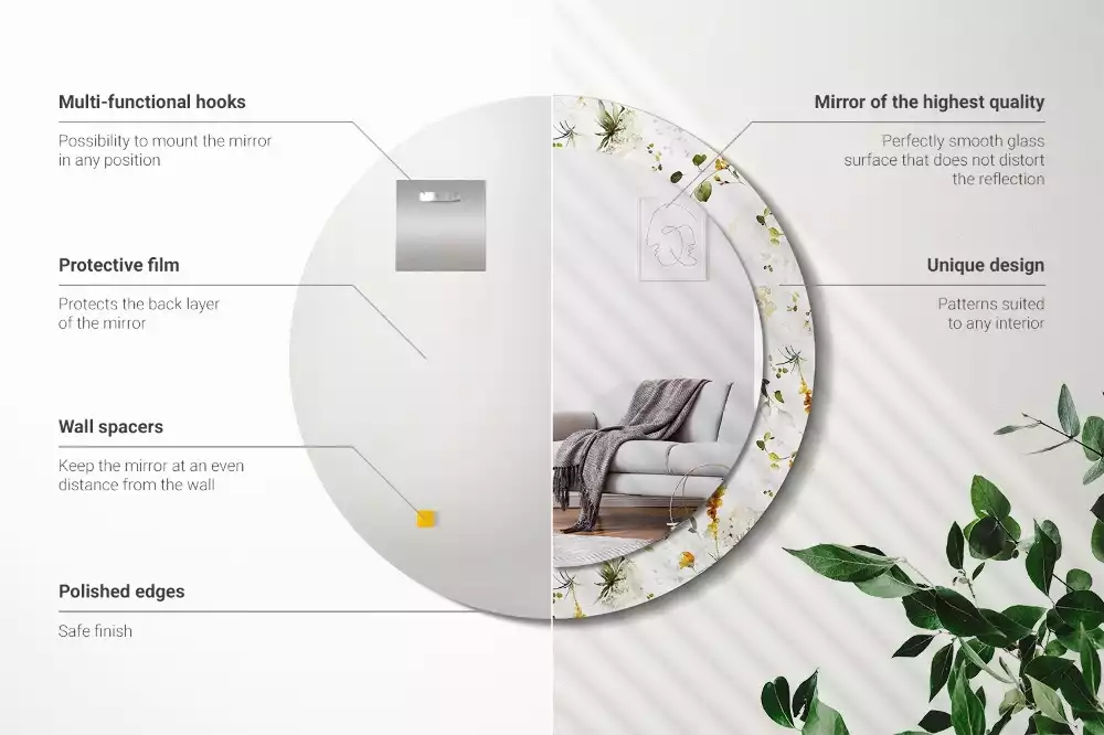 Kerek tükör fali dísz Vadvirágok