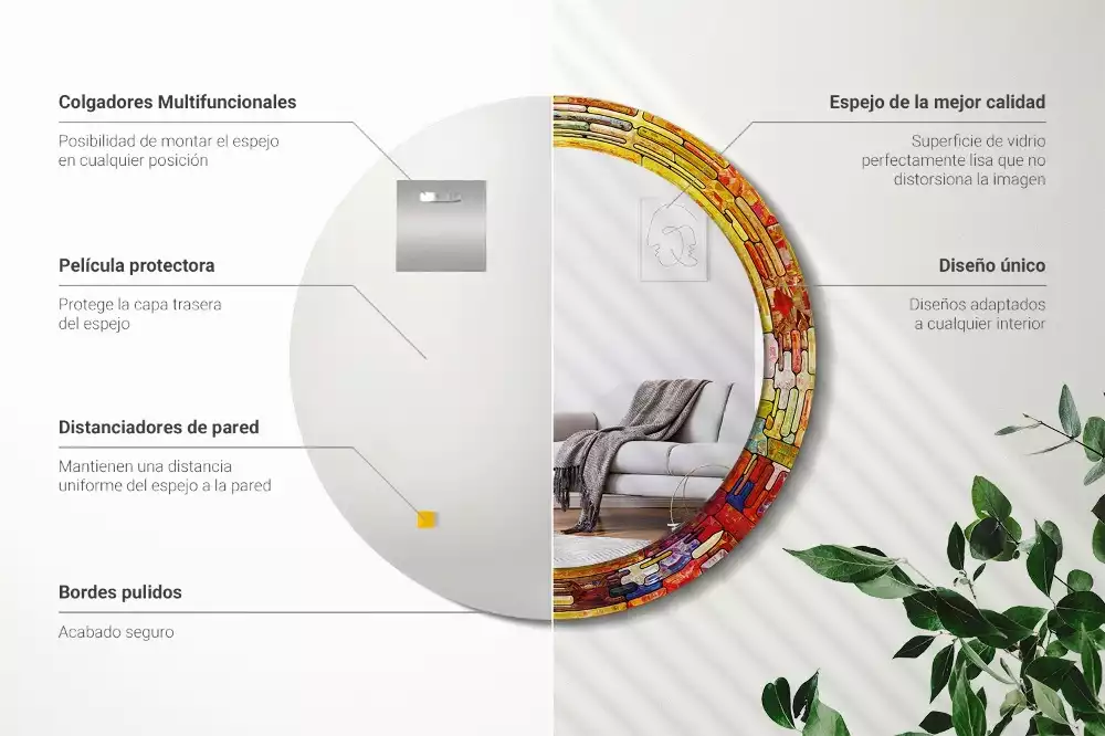 Kerek tükör fali dísz Színes ólomüveg