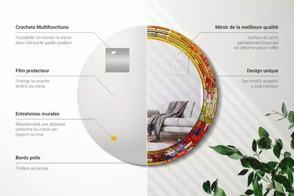 Kerek tükör fali dísz Színes ólomüveg