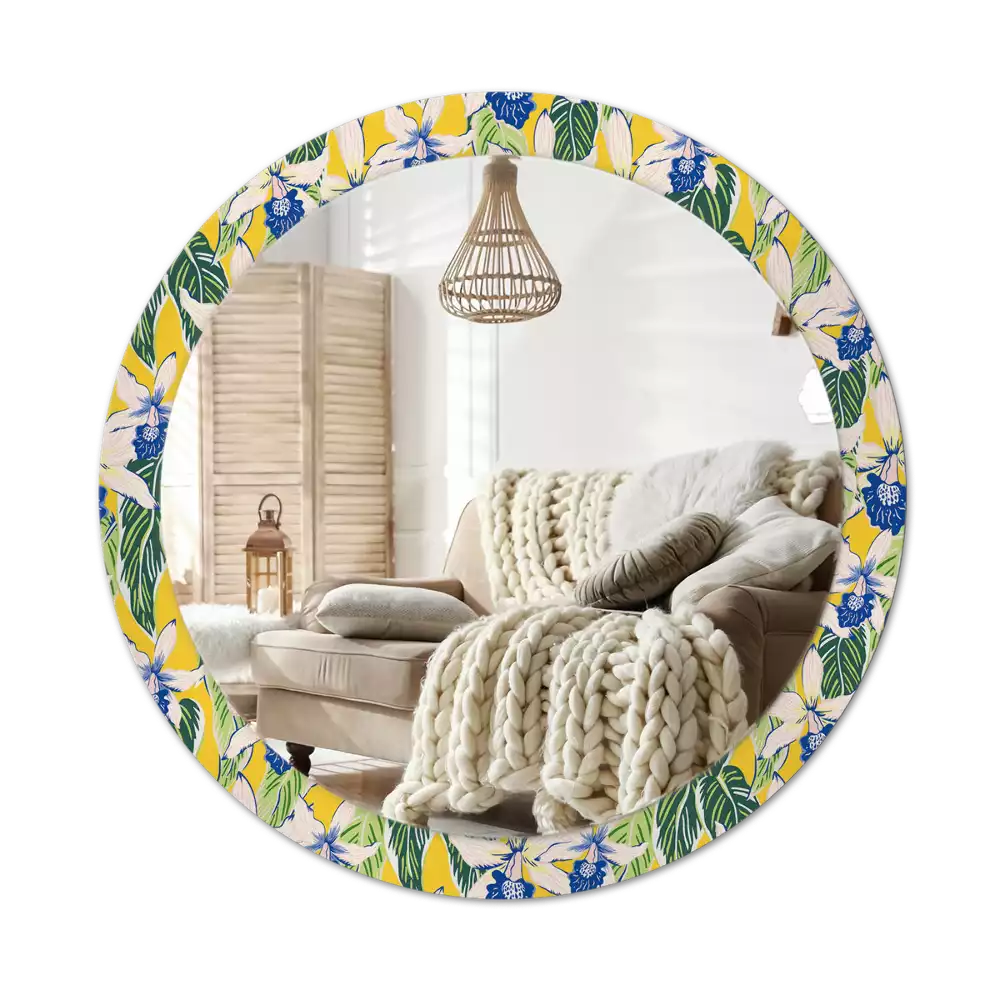 Kerek tükör fali dísz Orchideák