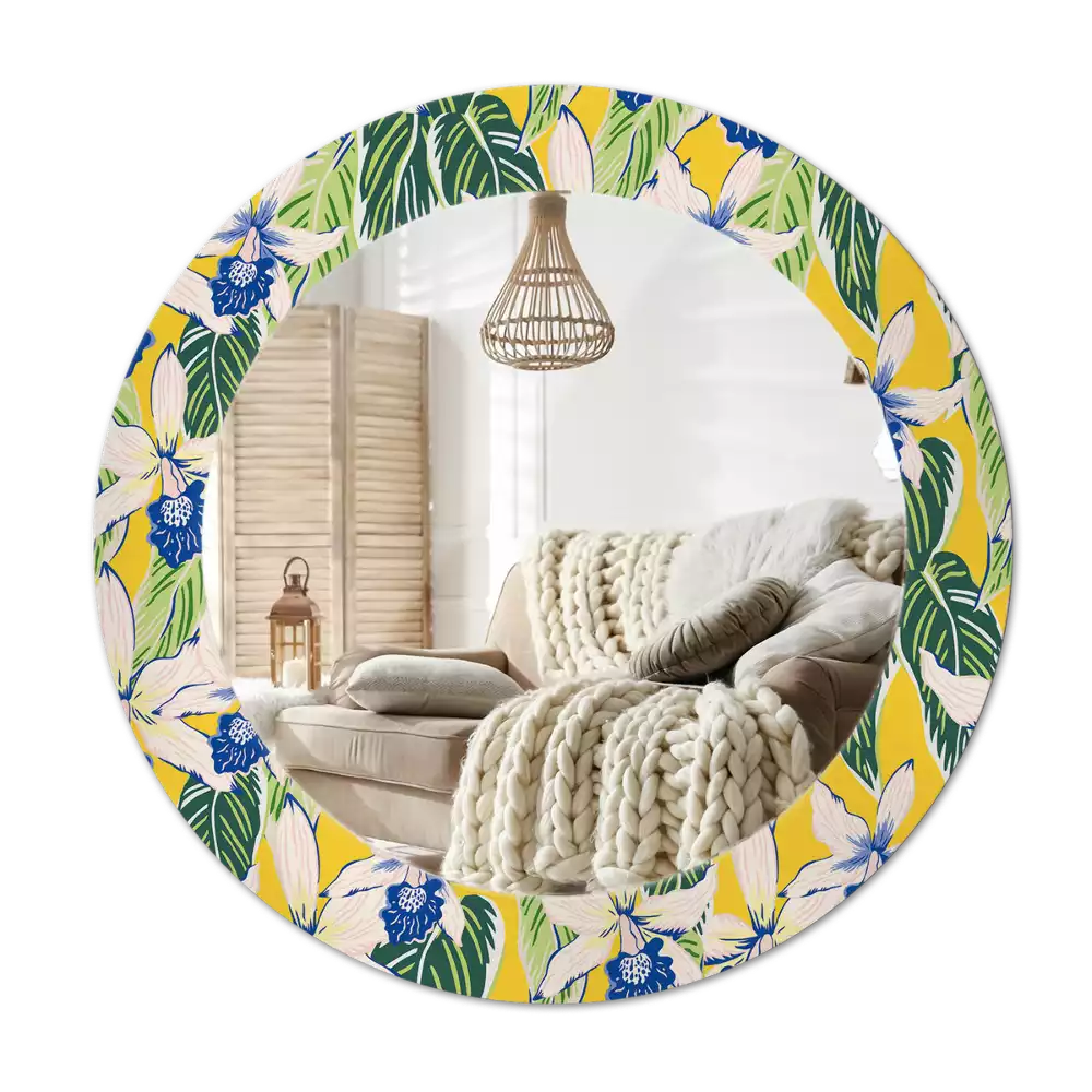 Kerek tükör fali dísz Orchideák