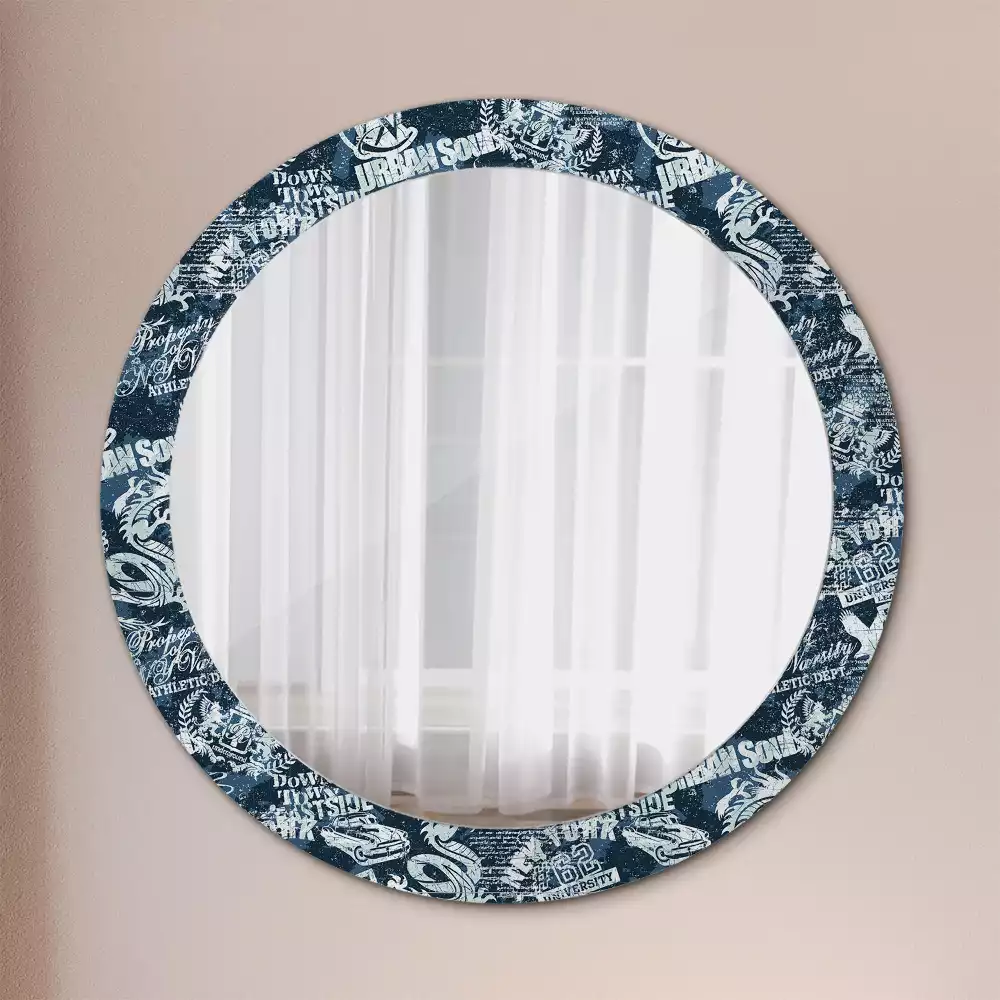 Kerek tükör fali dísz New York-i kollázs