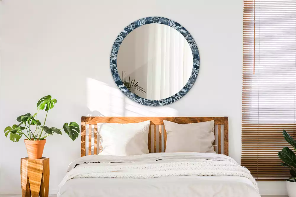 Kerek tükör fali dísz New York-i kollázs