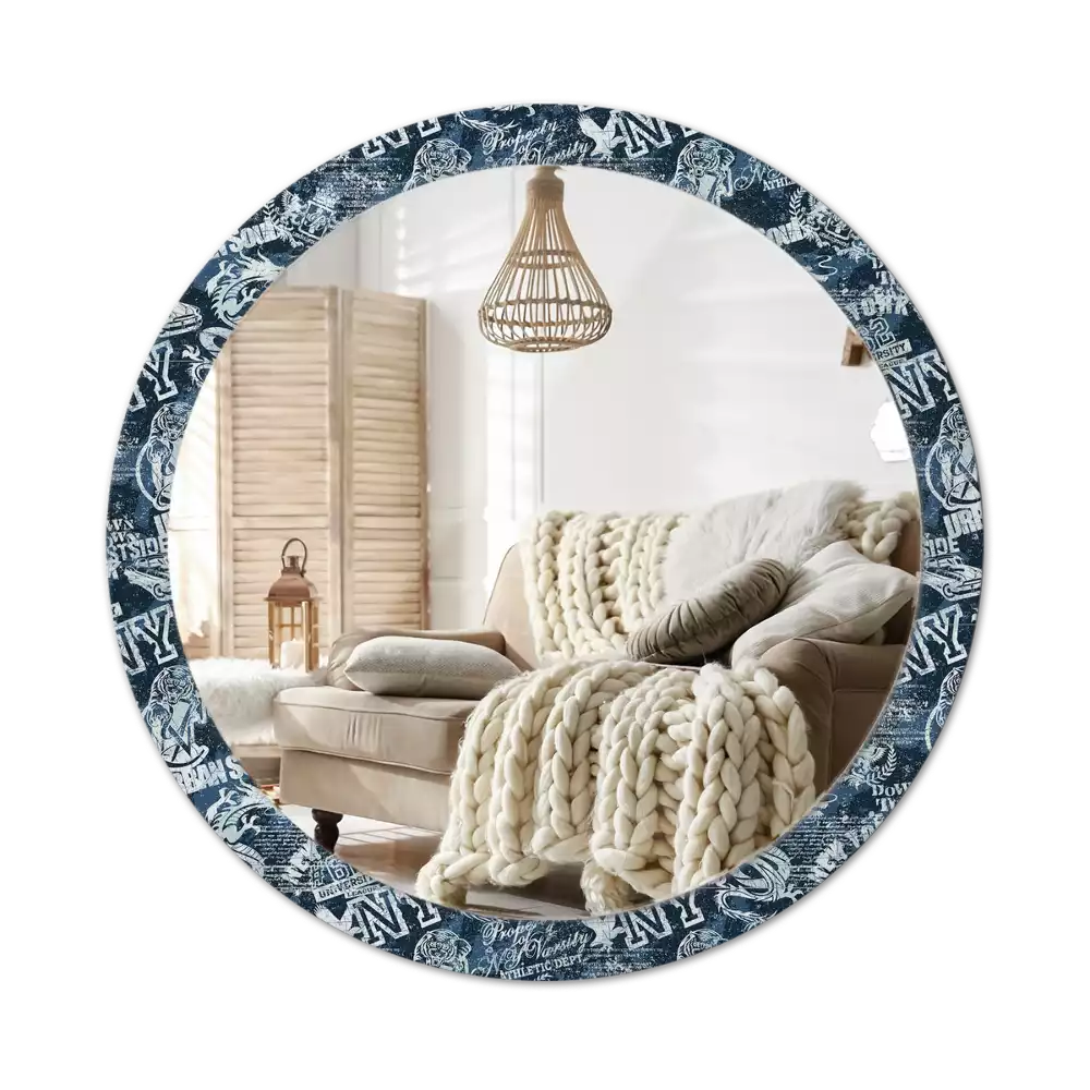 Kerek tükör fali dísz New York-i kollázs