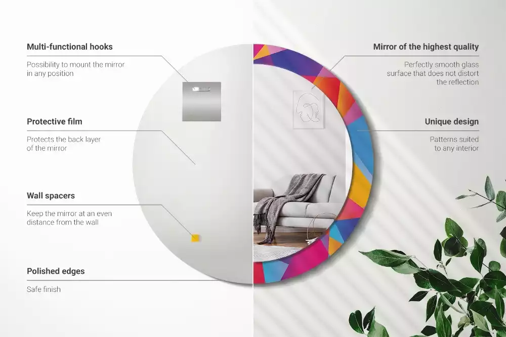 Kerek tükör fali dísz Geometriai összetétel
