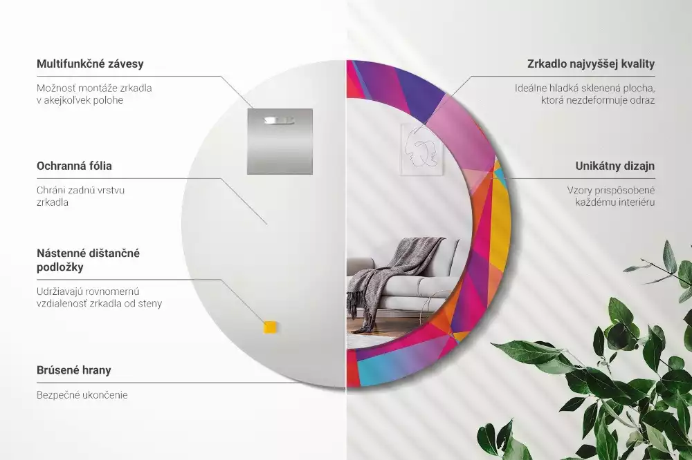 Kerek tükör fali dísz Geometriai összetétel