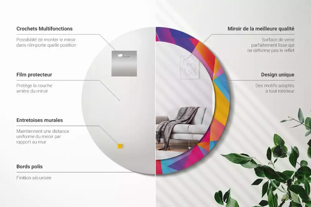 Kerek tükör fali dísz Geometriai összetétel