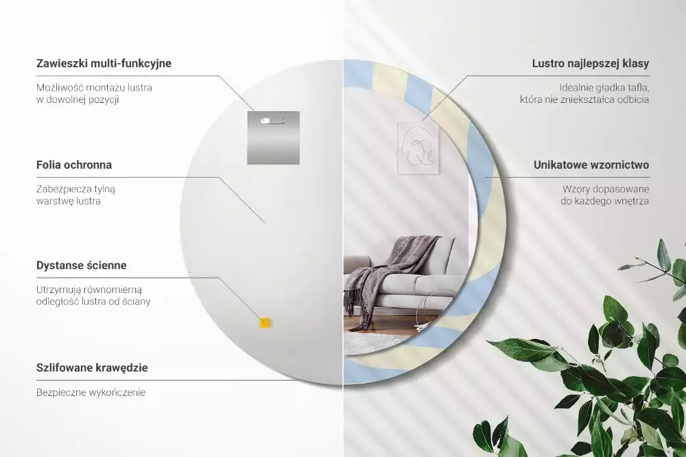 Kerek tükör fali dísz Absztrakt forma