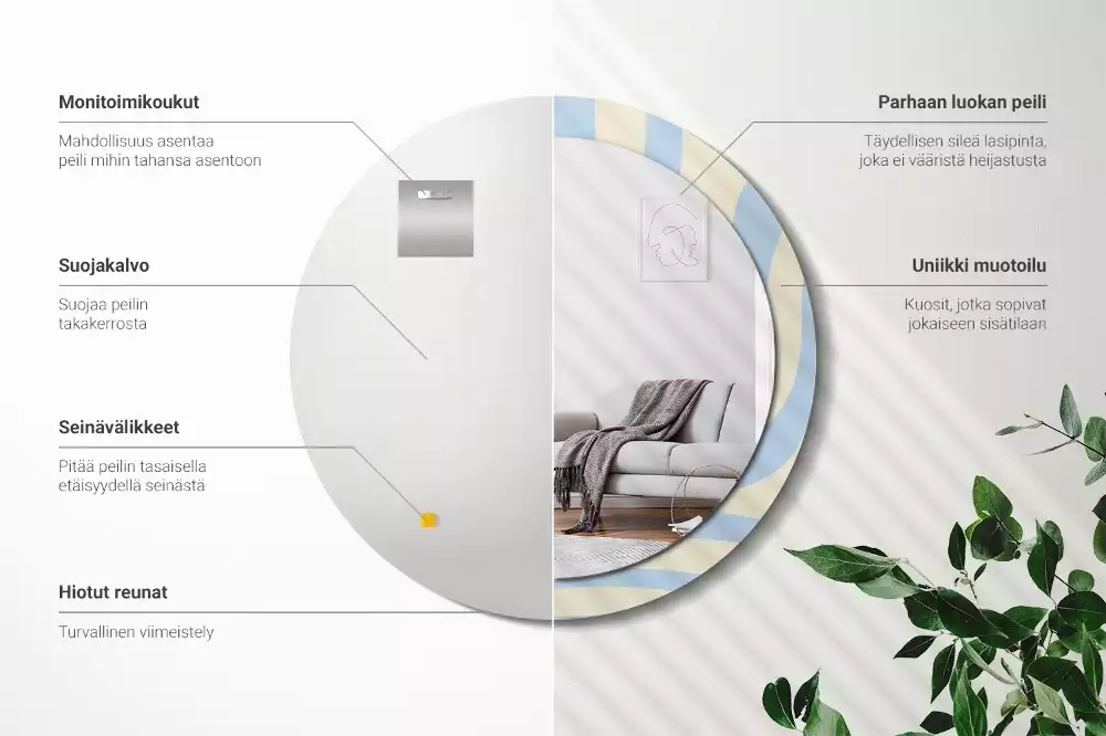 Kerek tükör fali dísz Absztrakt forma