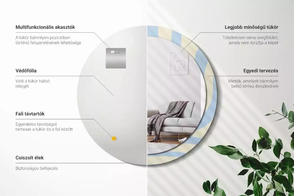 Kerek tükör fali dísz Absztrakt forma