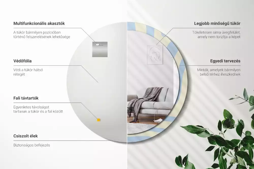 Kerek tükör fali dísz Absztrakt forma