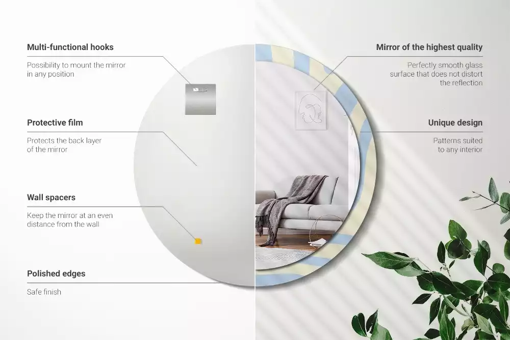 Kerek tükör fali dísz Absztrakt forma