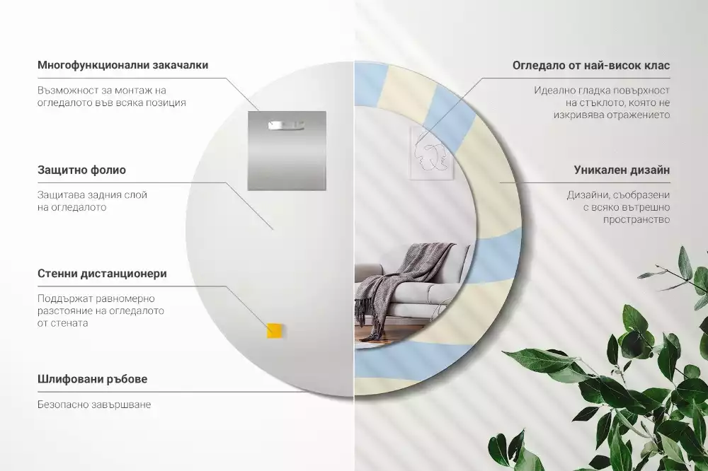 Kerek tükör fali dísz Absztrakt forma