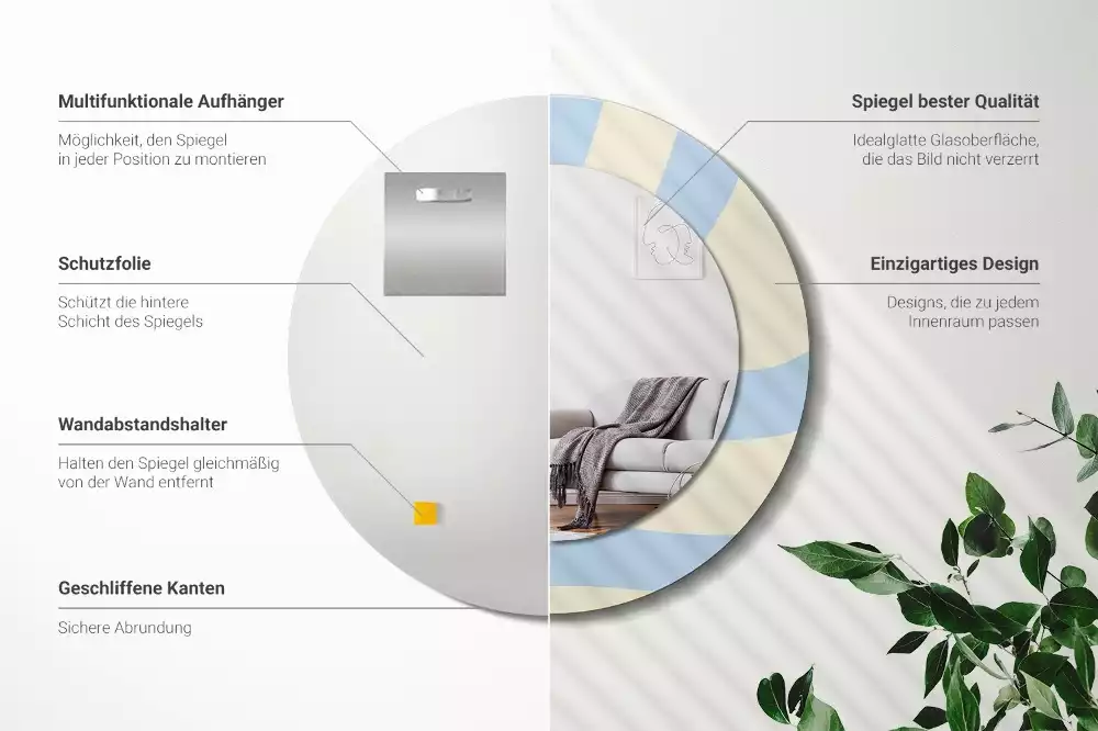 Kerek tükör fali dísz Absztrakt forma