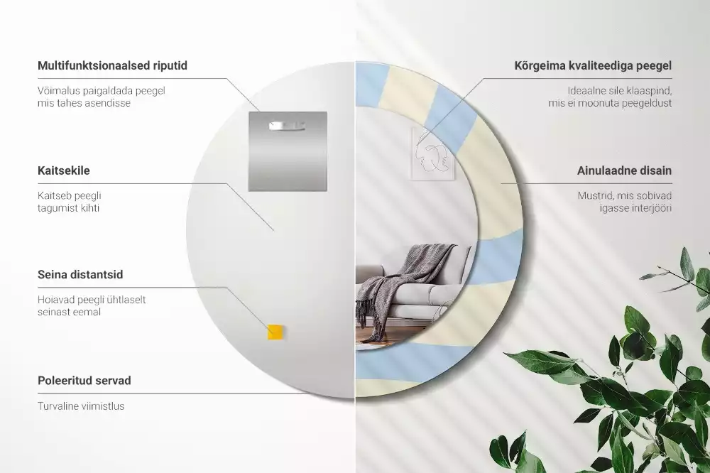 Kerek tükör fali dísz Absztrakt forma