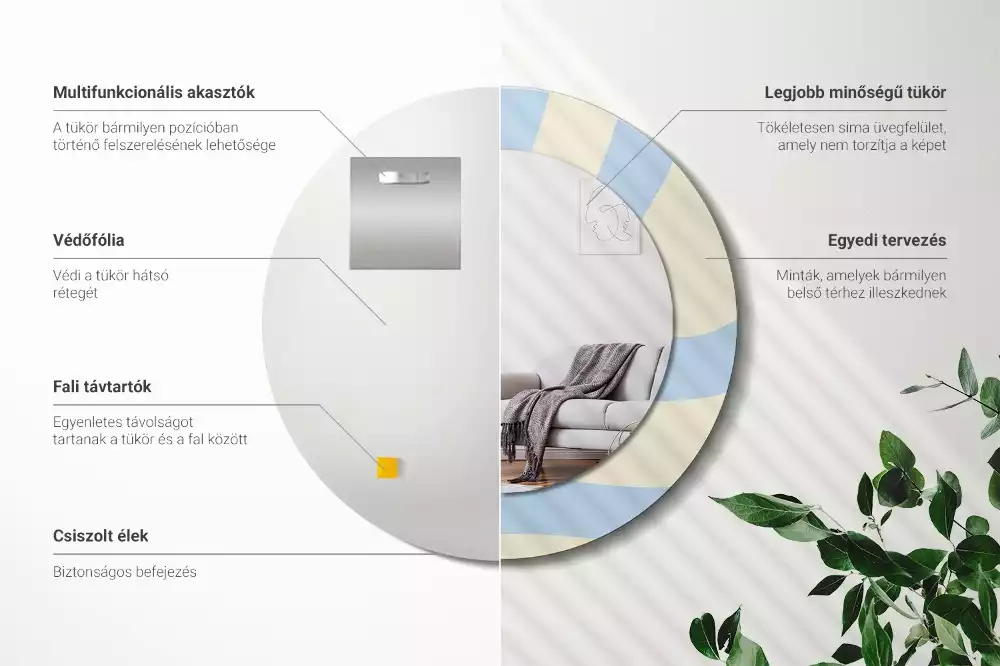 Kerek tükör fali dísz Absztrakt forma