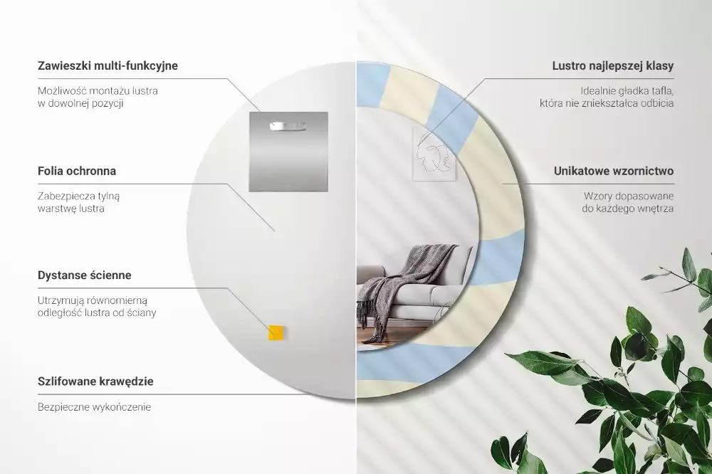 Kerek tükör fali dísz Absztrakt forma