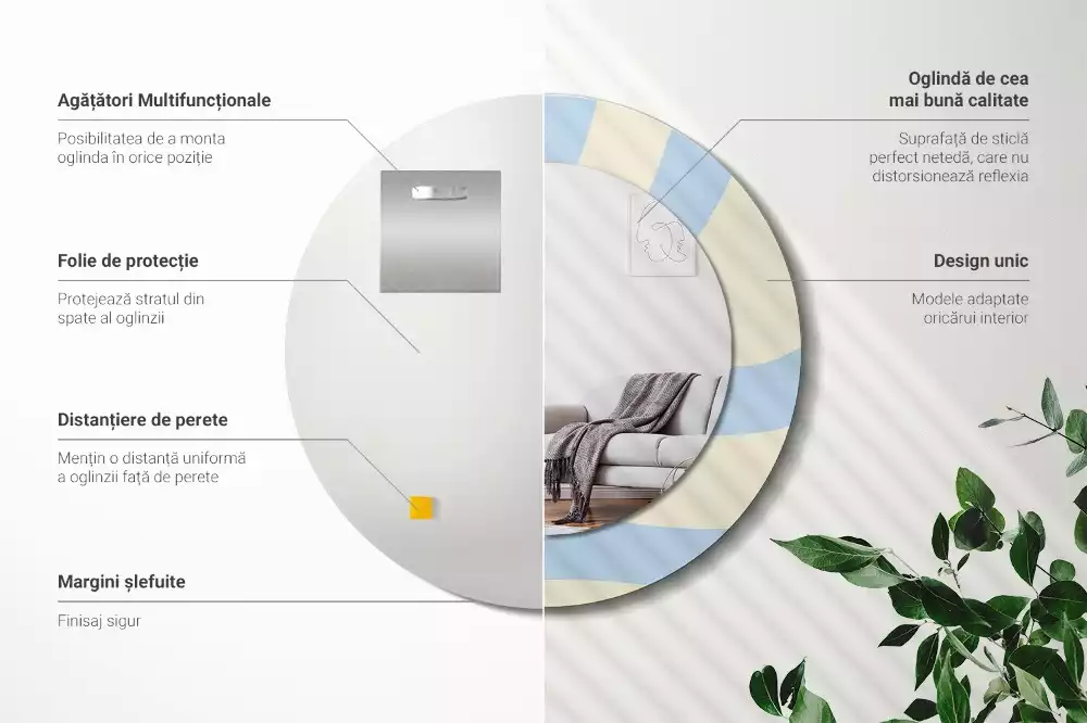 Kerek tükör fali dísz Absztrakt forma