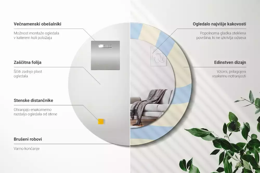 Kerek tükör fali dísz Absztrakt forma