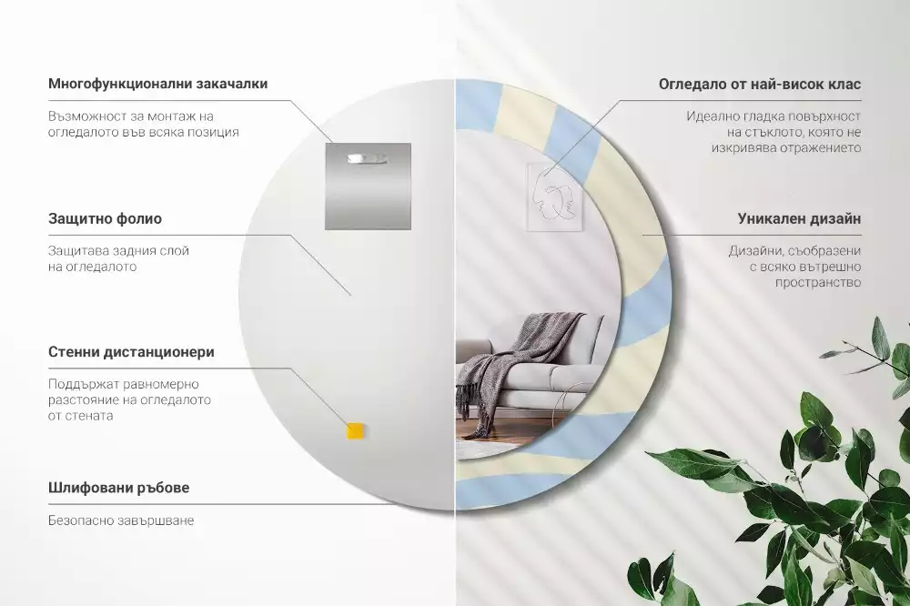 Kerek tükör fali dísz Absztrakt forma