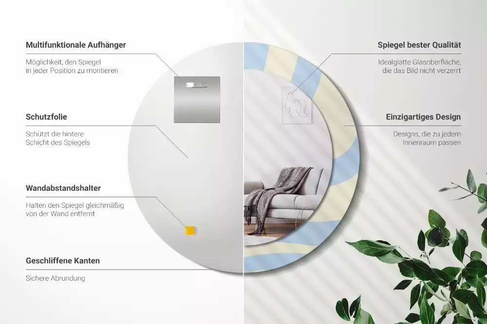 Kerek tükör fali dísz Absztrakt forma