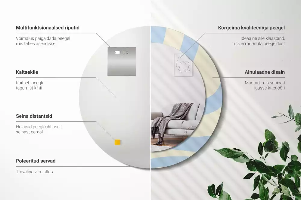 Kerek tükör fali dísz Absztrakt forma