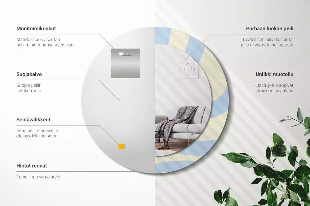 Kerek tükör fali dísz Absztrakt forma