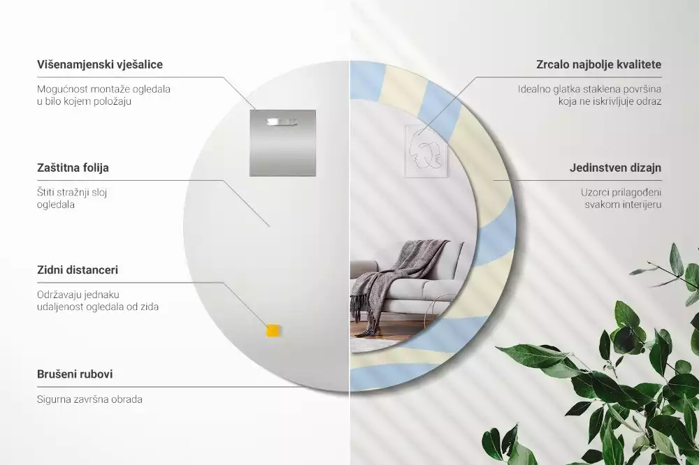 Kerek tükör fali dísz Absztrakt forma