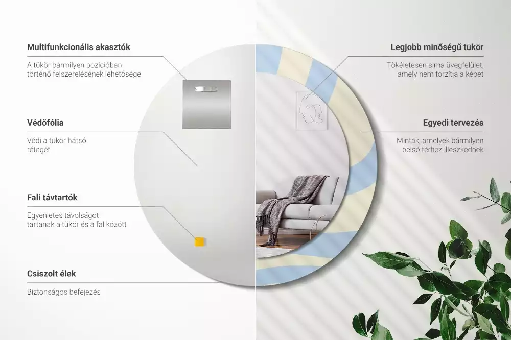 Kerek tükör fali dísz Absztrakt forma