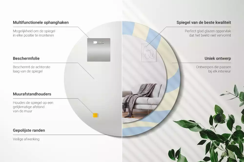 Kerek tükör fali dísz Absztrakt forma