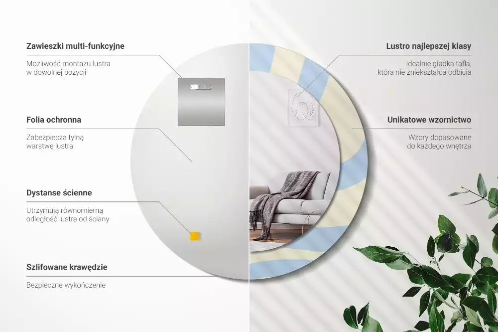 Kerek tükör fali dísz Absztrakt forma