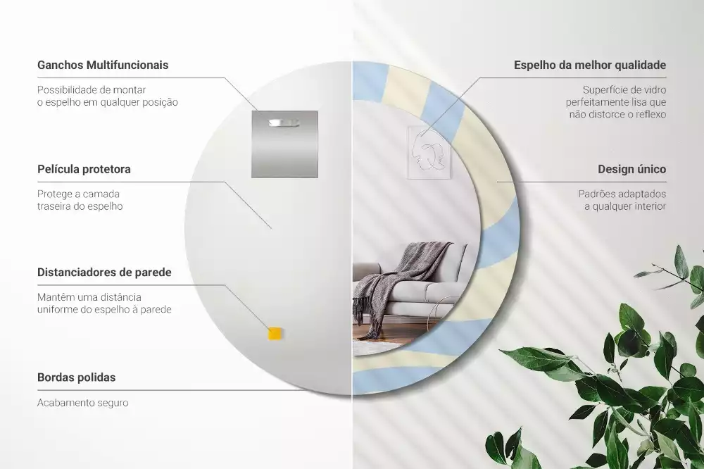 Kerek tükör fali dísz Absztrakt forma