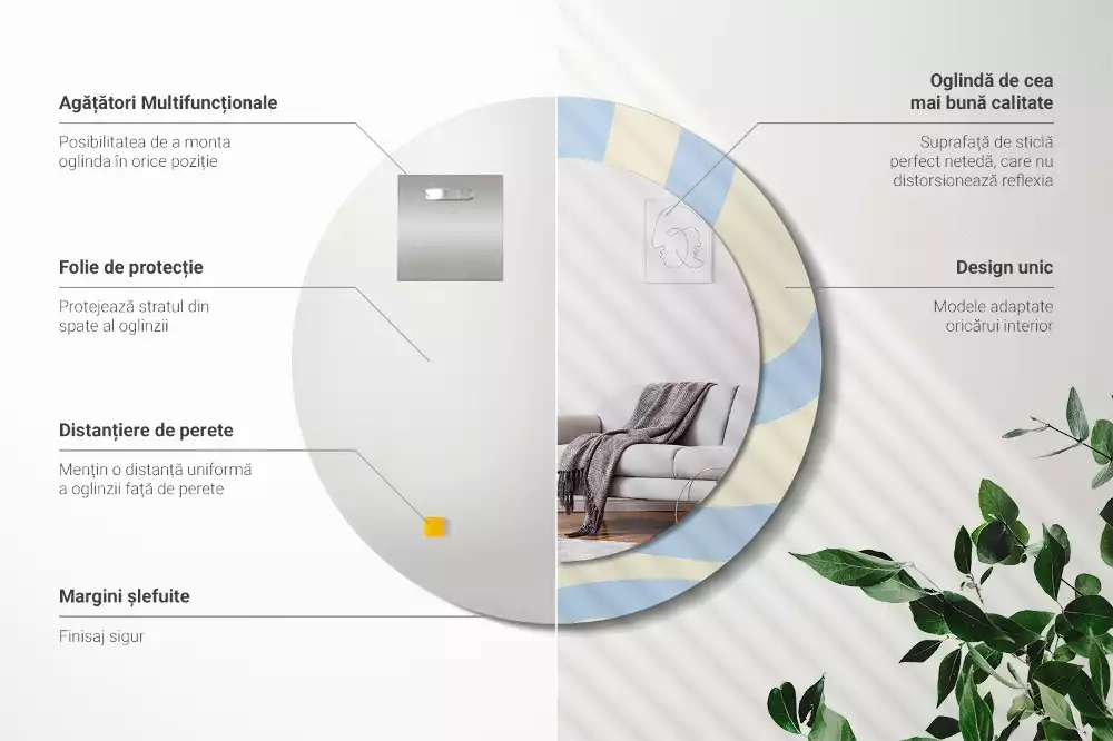 Kerek tükör fali dísz Absztrakt forma