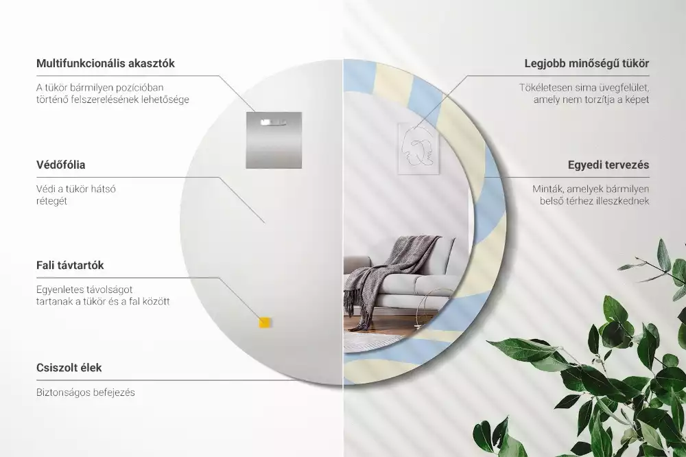 Kerek tükör fali dísz Absztrakt forma