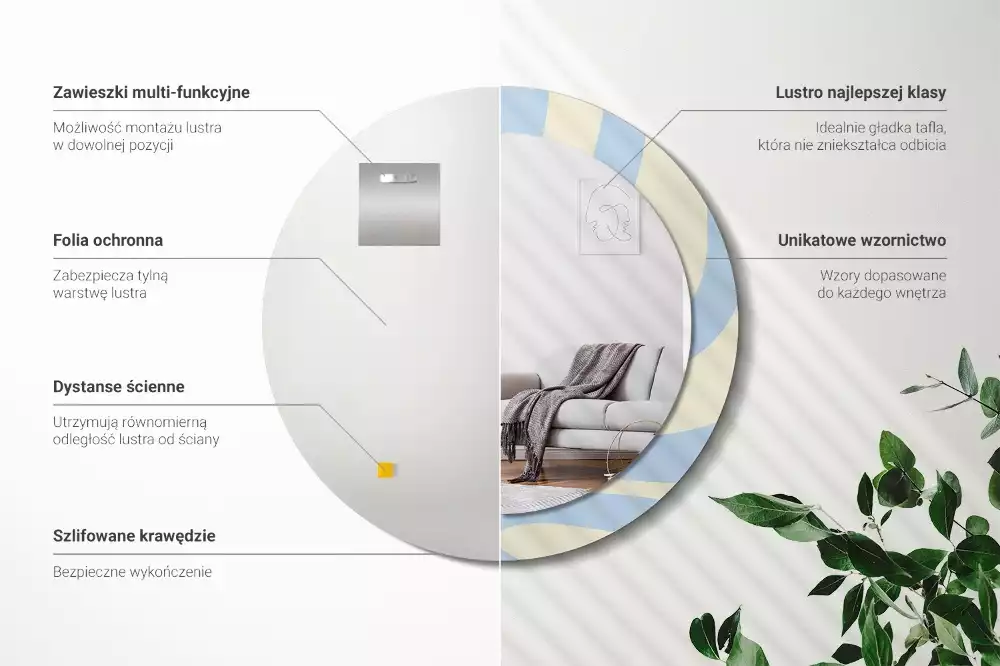 Kerek tükör fali dísz Absztrakt forma