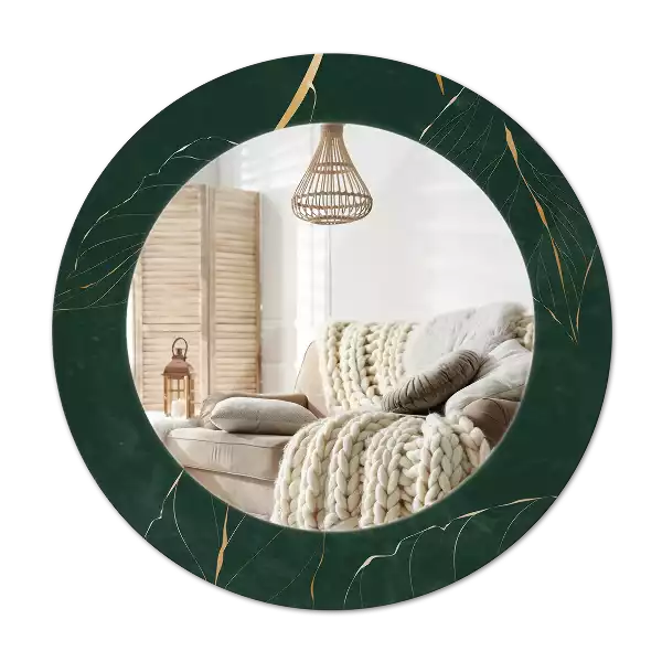 Kerek tükör fali dísz Levél körvonala