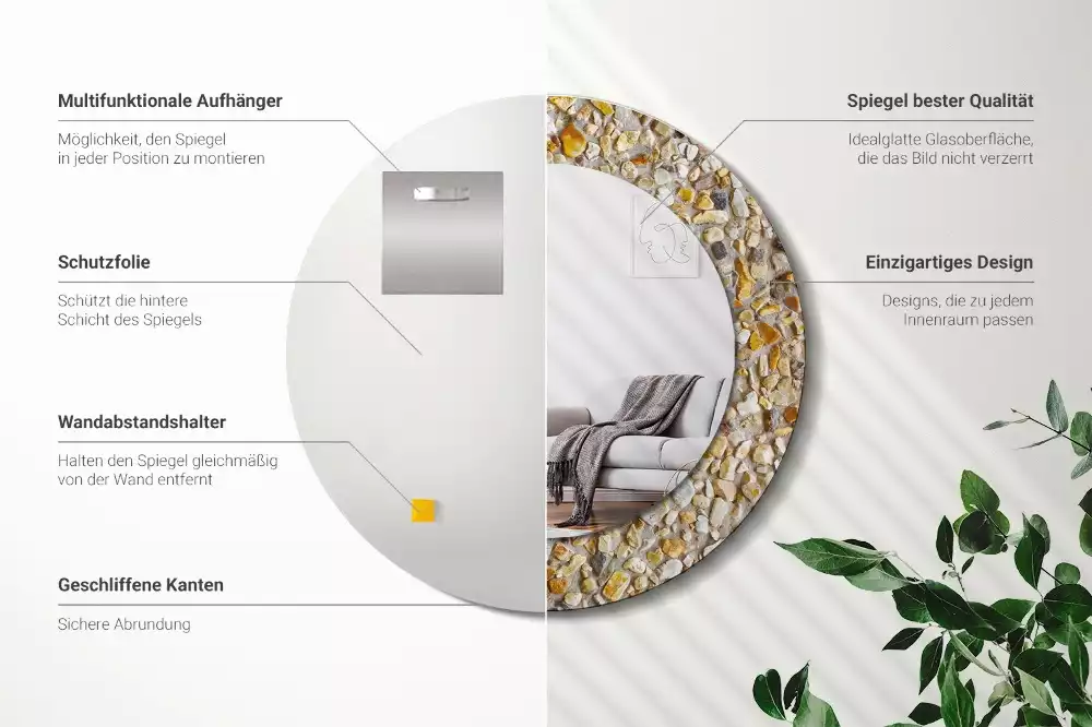 Kerek tükör fali dísz Terrazzo mintás