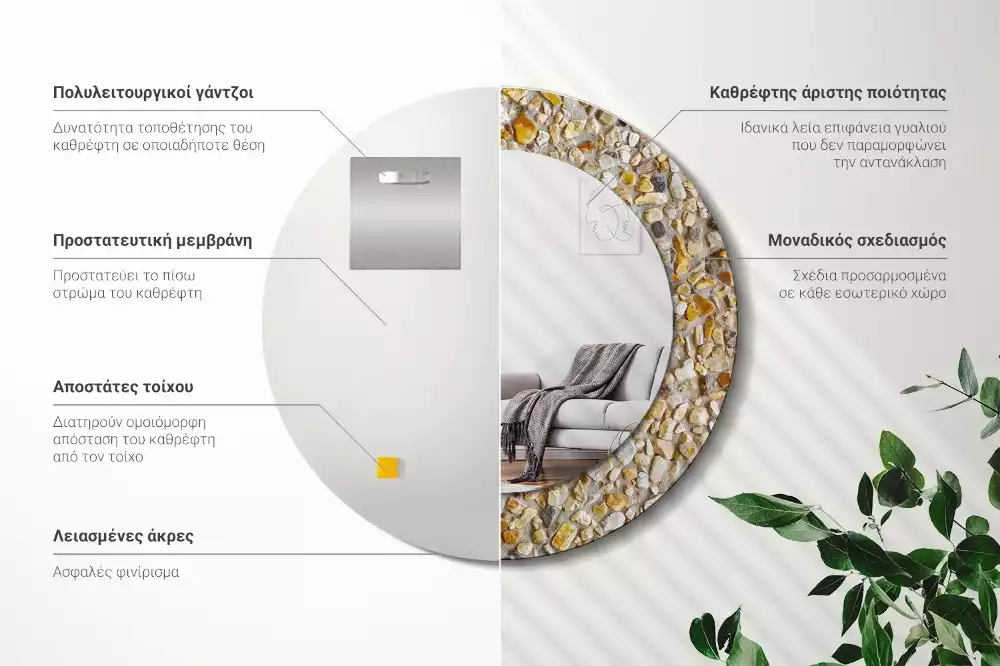 Kerek tükör fali dísz Terrazzo mintás