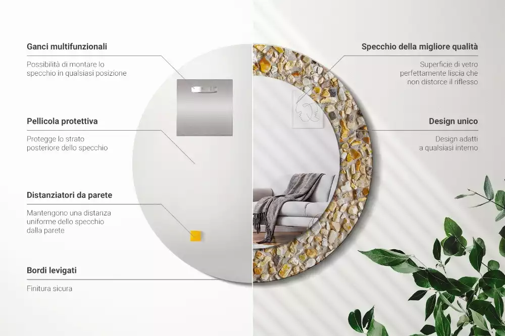 Kerek tükör fali dísz Terrazzo mintás