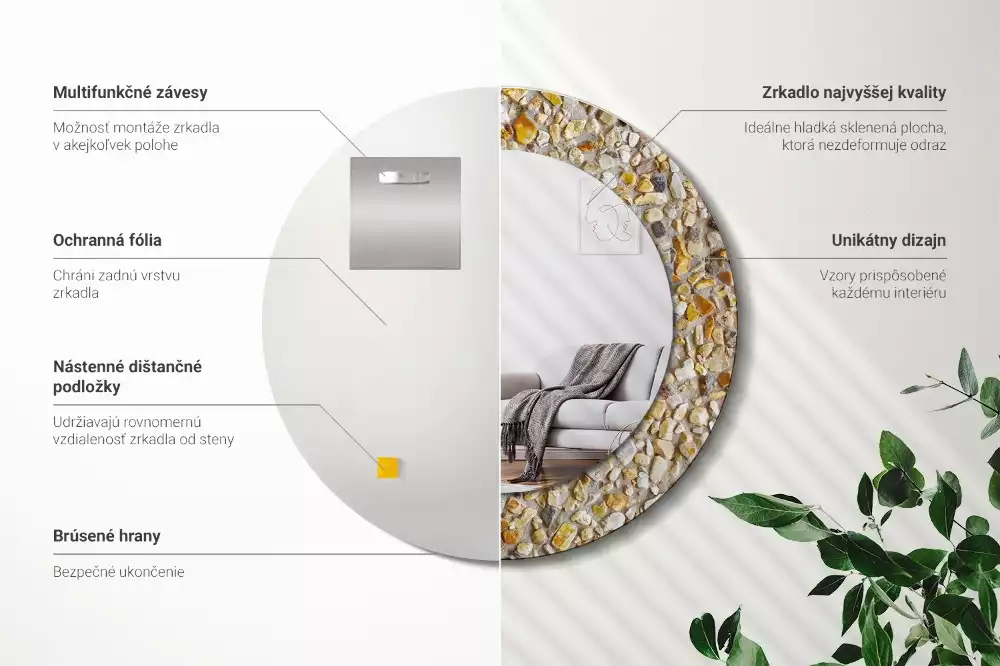 Kerek tükör fali dísz Terrazzo mintás