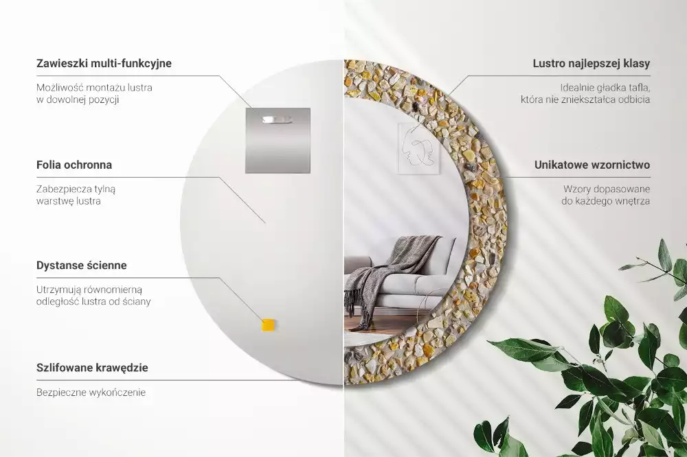 Kerek tükör fali dísz Terrazzo mintás