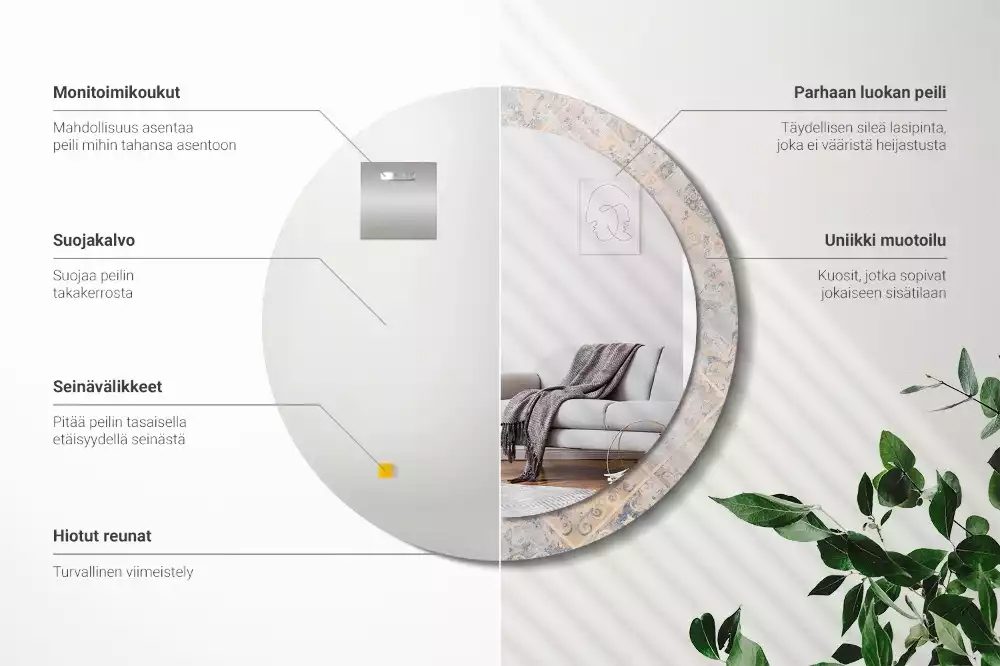 Kerek tükör fali dísz Csiszolt csempe