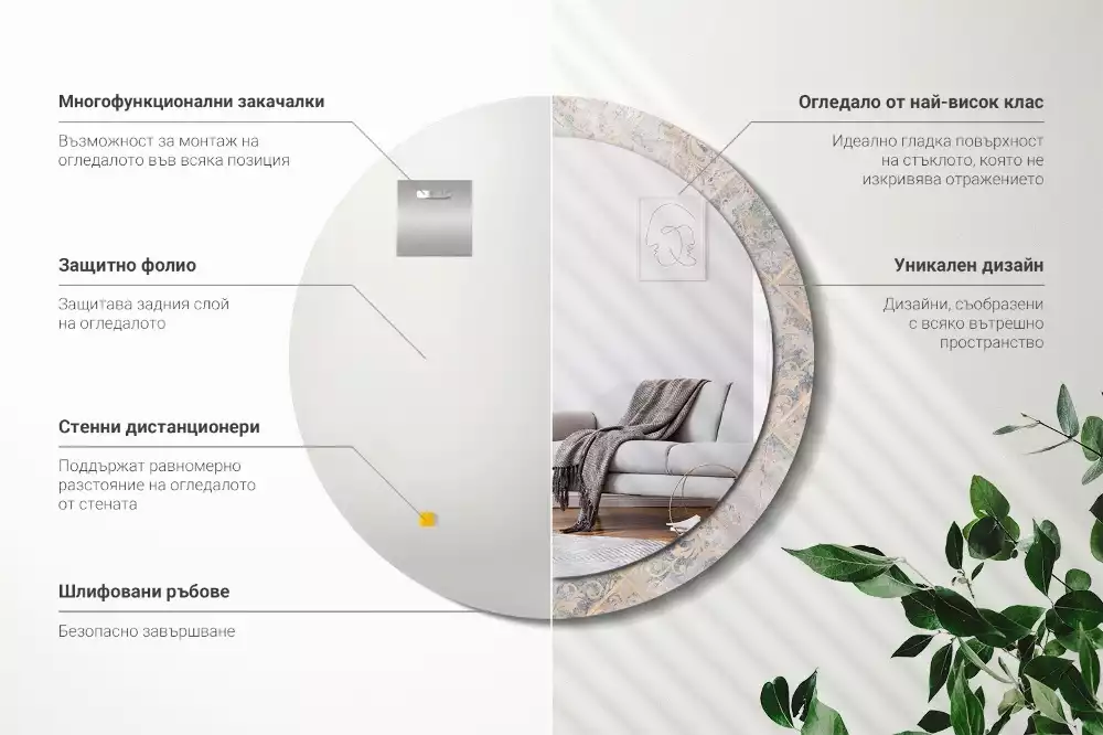 Kerek tükör fali dísz Csiszolt csempe