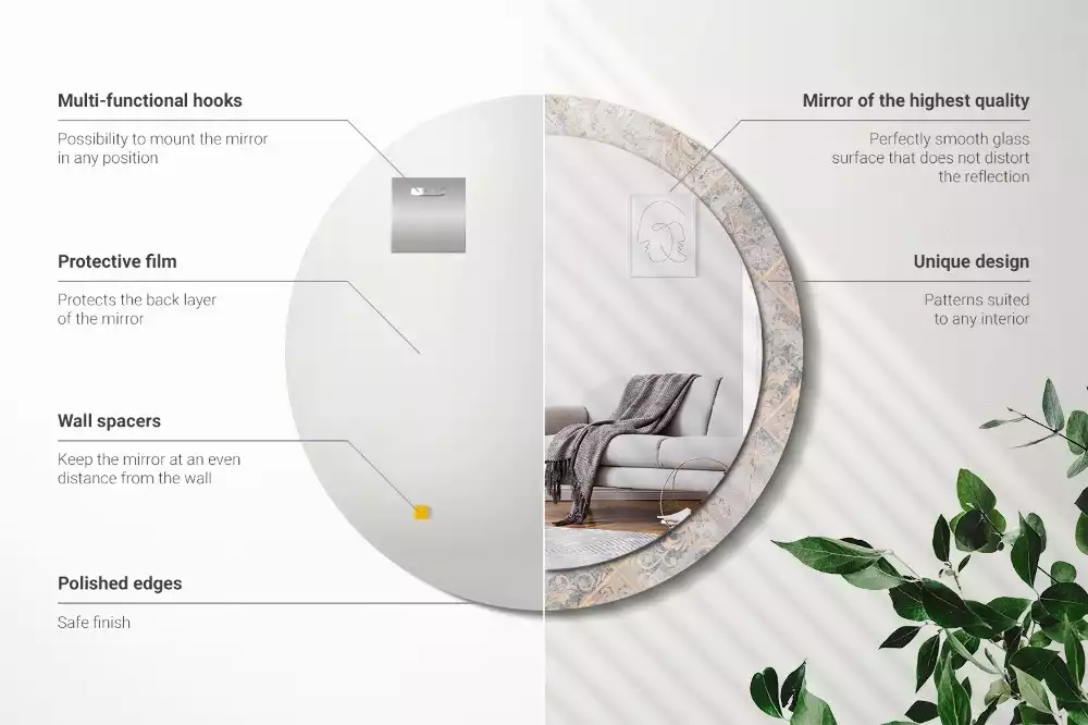 Kerek tükör fali dísz Csiszolt csempe